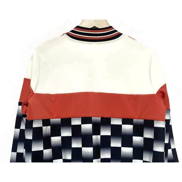 Yitty Major Label Track Jacket Women's Medium NEW w/Tags Checkered Black Orange - Picture 5 of 8